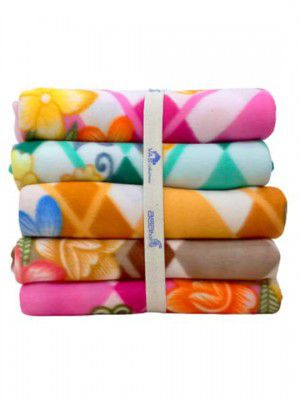 bsb home Orange Colored & Red 5 Pieces Floral Printed AC Room 120 GSM Single Bed Blanket