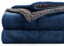 BSB HOME Polyester Micromink Summer AC/Mild Winter/Heavy Winter Sherpa Blanket Super Soft Flannel Solid/Plain, Blue & Grey, Size 150 x 228 Cms (Approx 4x7 ft) (Single)...