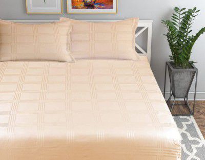 BSB HOME Premium Cotton Elastic Fitted Bedsheets with 2 King Size Pillow Covers | Double Bed with All Around Elastic 180 TC Supersoft | Size - King Size 72x78+10 inches | Off White