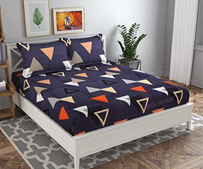 BSB HOME Premium Cotton Elastic Fitted Bedsheets with 2 King Size Pillow Covers 