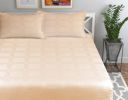 BSB HOME Premium Cotton Elastic Fitted Bedsheets with 2 King Size Pillow Covers | Double Bed with All Around Elastic 180 TC Supersoft | Size - King Size 72x78+10 inches | Off White...