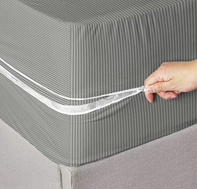 BSB HOME® Premium Cotton Mattress Cover/Protector with Zipper Chain|Provides All Around Protection with 360° Encasing |Single Size Bed - 72x36+6 inches (6 x 3 ft Mattress) - Pack of 1 - Grey