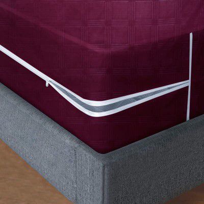 BSB HOME® Premium Cotton Mattress Cover/Protector with Zipper Chain|Provides All Around Protection with 360° Encasing |Single Size Bed - 72x36+6 inches (6 x 3 ft Mattress) - Pack of 1 -Maroon