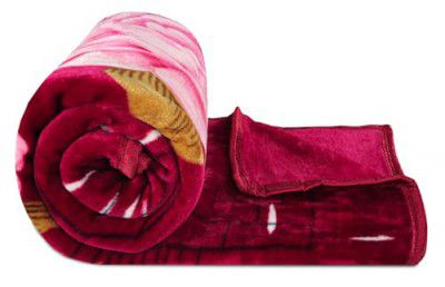 BSB HOME Premium Super Soft Cloudy Printed Mink Double Bed Blanket (Coffee Brown & Beige & Red)| TC - 280