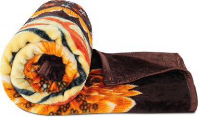 BSB HOME Printed Double Mink Blanket for Heavy Winter  (Polyester, Coffee Brown & Orange & Multi6)