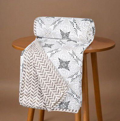 BSB HOME Pure Cotton 120 GSM Reversible Soft Lightweight Printed Double Bed Blanket/AC