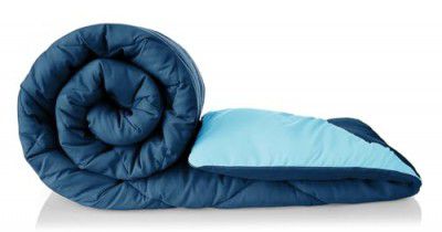 BSB HOME Snuggle Up 2.O Monsoon/All Season Solid Reversible Double Bed Microfiber Comforter Blanket - (220 GSM, Sky Blue and Teal)