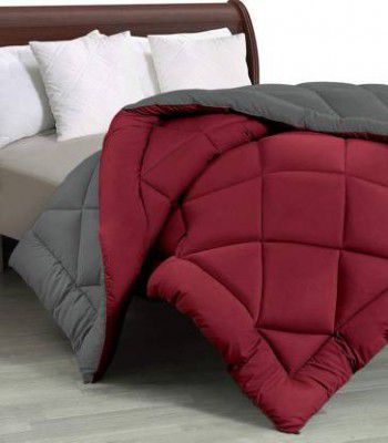 BSB HOME Solid Double Comforter for Mild Winter  (Microfiber, Maroon, Grey)