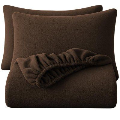 BSB HOME Warm & Hot Elastic Fitted Bedsheet with 2 Pillow Covers for Winter