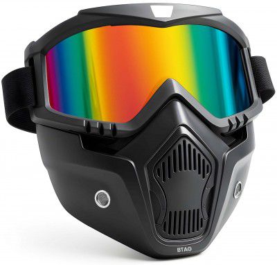 Btag Anti Scratch UV Protective Motorcycle Face Mask with Detachable Goggles