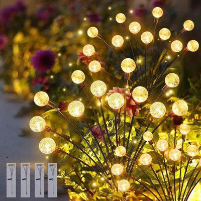 Btag Garden Sun-Powered Light 8 led Swaying Crystal Ball Firefly (65cm) (Pack of 4)