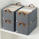 Btag Pack of 4 Storage Baskets (46L x 27W x 19H CM) Non-Woven Foldable Wardrobe Organizer ...