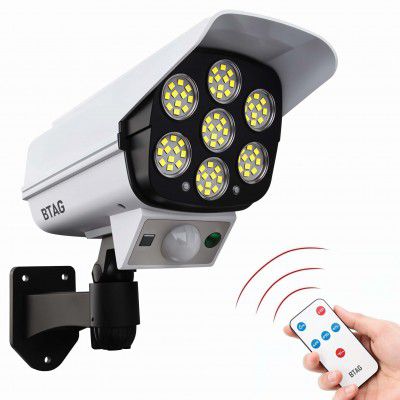 Btag Solar Motion Sensor Sun-Powered Light with Remote | Security Camera Style Outdoor LED Light | Pack of 2 (SL006_PO2)