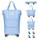 Btag Travel Duffle Bag with Wheels | Convertible Handbag, Trolley & Shoulder Luggage for Clothes | Space-Saving Foldable Travel Companion | Expandable & Waterproof Traveling Bag for Unisex (Ice Blue)...
