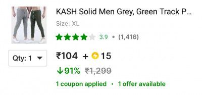 BTMZ Pack of 2 Men Solid Grey, Green Track Pants