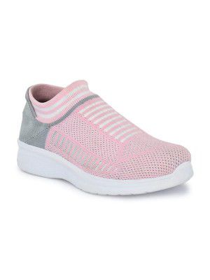 BUCIK Women's L-PINK Flyknit Slip-On Running Sports Shoe