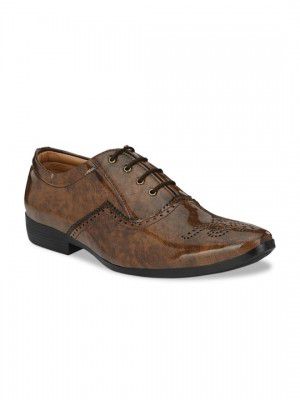 BUCIKMen Tan Brown Solid Formal Brogues