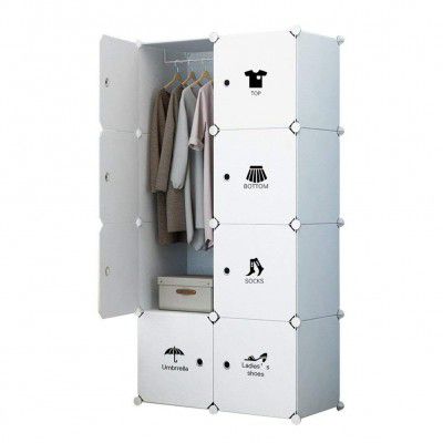 BUCKETLIST® Plastic 8 Cube Organizer, Wardrobe Closet Organizer for Clothes (8 Cube) - White & Black