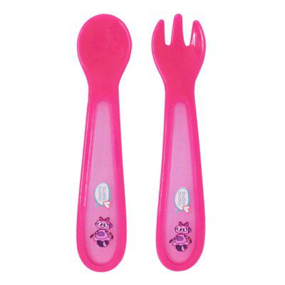 Buddsbuddy Premium Bubble Fork & Spoon Set 2pcs (Pink)