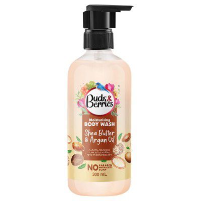 Buds & Berries Moisturising Shea Butter & Argan Oil Body Wash For Soft Smooth & Clear Skin 300 ml