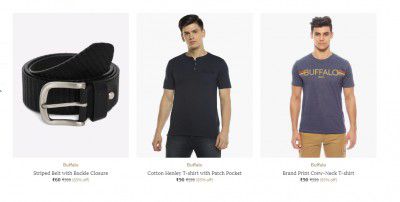 Buffalo Men's Clothing & Accessories from ₹60