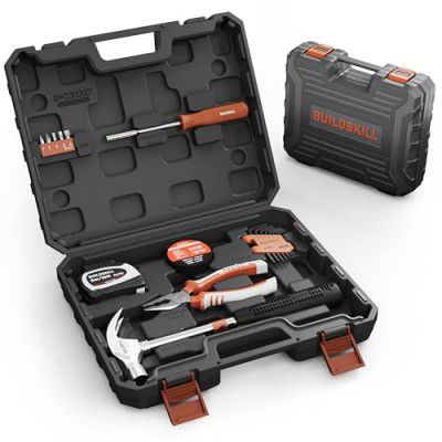 BUILDSKILL 18 Pieces Hand Tool Kit for Home | 3 Meter Auto Measuring Tape