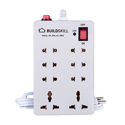 Buildskill 240V Heavy Duty 8 Socket Extension Boards (White)