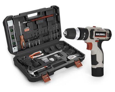 BUILDSKILL 69 Pcs | 12V Cordless Drill Machine Tool Kit 10MM Keyless Chuck,Copper Armature, 3M Auto Measuring Tape, CRV Bits, TPR Screwdriver (6 Month Warranty)