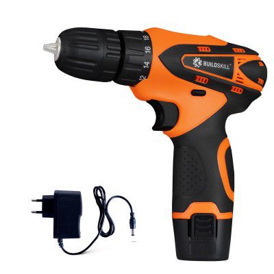 Buildskill BDLI2K2 12V Li-ion Cordless Drill with Reversible Function and 7 Bits,Pistol Grip Drill