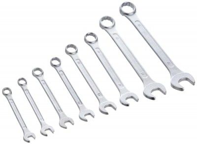 Buildskill ST8COM Combination Wrench/Spanner Set, Carbon Steel, Chrome Coated, Rust Resistant, Long Pattern Design, Suitable For Home,Garage & Construction Site,Sizes: 8-10,11,13,14,17,19mm(Pack of 8)