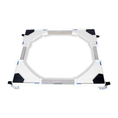 Buildskill White Adjustable Washing Machine Stand - 4 Double Wheels with Lock, Used with Washing Machine, Refrigerator, Furniture, 300kg Capacity, 45-75cm, Height Adjustable, with Spirit Level