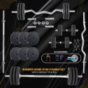 BULLAR 20 kg Rubber Home Gym Set with Dumbbell rods,with Workout Accessories 4ft+5ft(25 MM) Home Gym Combo...