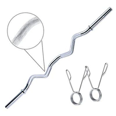 BULLAR Weight Lifting Rod, 4Ft Curl Rod, Chrome Plated Steel Gym Rod, Weight Lifting Bar (25MM)