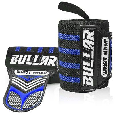 Bullar Wrist Wraps for Weightlifting,Running, Biking Nylon Wrist Supporter (Blue/Black)