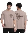 BULLMER Black Trendy Front and Back Printed oversized Round Neck T-shirt for men...