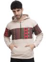 BULLMER Grey Melange Trendy Colourblock Fleece Hoodie Sweatshirt for Men...