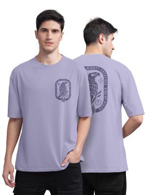 BULLMER Red Front and Back Printed/Colourblock Baggy/Oversized Tshirt for Men