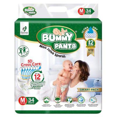 BUMMY PANTS Baby Diapers - M | 34 Pieces