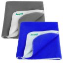 Bumpers The Baby Co. Anti-Piling Premium Quick Dry & Absorbent Sheet Polycotton Baby Bed Protecting Waterproof Mat(Grey+Royal Blue, Small, Pack of 2)...