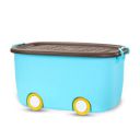 BUMTUM 45L Toy Storage Box with Locking Lid & Handle - Blue | Rolling Organizer with Stackable Design & Wheels | Toy Basket Storage Solution for Kids | Size: 58x39x31 cm...