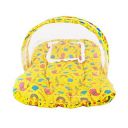 Bumtum Baby Bed, Mosquito Net & Neck Pillow, Baby Gadda Set for New Born, 0-6 Month, Printed Baby Bedding, Baby Bird Sleeping Bed of 71cm x 47cm x 5cm, Yellow...