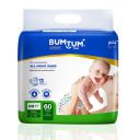 Bumtum Baby Diaper Pants, New Born 60 Count, Double Layer Leakage Protection Infused With Aloe Vera, Cottony Soft High Absorb Technology (Pack of 1)...