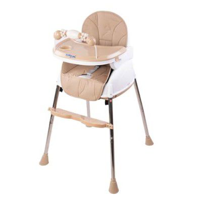 BUMTUM Baby High Chair 4 in 1 Convertible Folding with Footrest, Convertible to High Chair, Low Chair, & Feeding Seat with Cushion pad (Tan)