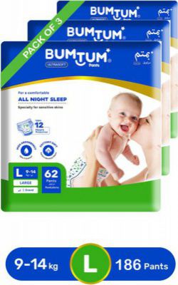 Bumtum Baby Pull-Up Diaper Pants Combo Pack - L (186 Pieces)