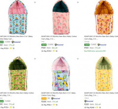 Flipkart : Up to 78% OFF - Bumtum Baby Sleeping Bags | Starts @191/-