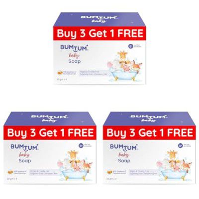 Bumtum Baby Soap with Goodness of Calendula extract Parabens Free Vegan & Cruelty Free 50Gm Pack of 12