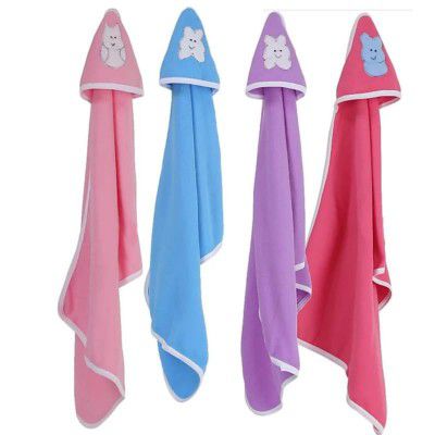 Bumtum Baby Soft Cotton Hooded Bath Towel, 4 Pcs.| Ultra Absorbent | for Newborn, Infant Boys and Girls 