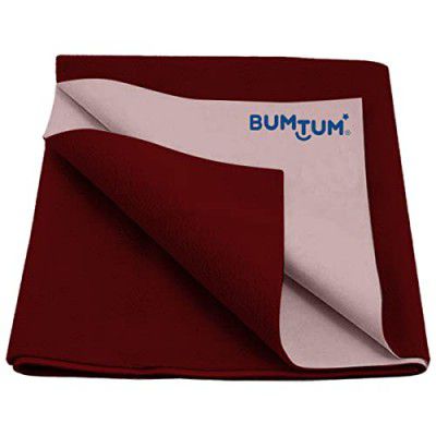 Bumtum Polycotton Baby Dry Sheet Waterproof Soft Fleece Baby Bed Protector|Anti-Bacterial & Odour Free|Extra Absorbant, Reuseable & Washable (Maroon, Medium Size, 100 * 70Cm, Pack of 1)
