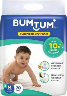 BUMTUM Superlock Diapers Pants with Superlock Gel Technology |Coconut Extracts - M  (70 Pieces)