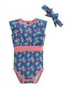BUMZEE Baby Girls Navy Fancy Sleeveless Bodysuit With Hair Band Age - 0-3 Months (Peb206569)...